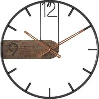TUWENA Wanduhr Große Wanduhr, Rahmen aus Holz und Metall, geräuschlos