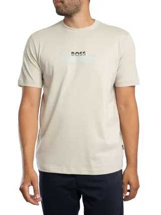 BOSS T-Shirt Mit Logo-Tape-Grafik, Beige
