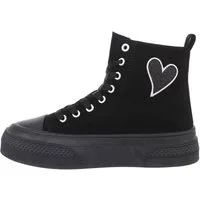 Ital-Design Damen High-Top Freizeit Sneakerboots (84323495) Keilabsatz/Wedge Sneakers High in Schwarz
