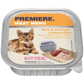 PREMIERE Meat Menu Nassfutter Kitten Rind und Geflügelkomposition 32x100 g