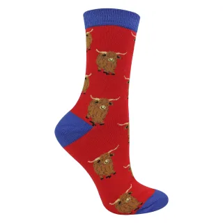 Damen Hochland-Rind Socken | Frauen Geschenk-Socken aus Bambus für Kuhliebhaber
