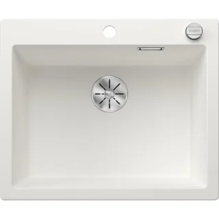 Blanco Pleon 6 Silgranit Spüle 523690 61,5 x 51 cm, weiß, Ablauffernbedienung mit Drehbetätigung