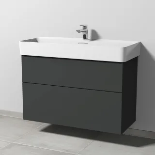 Sanipa 3way Waschtischunterbau zu Laufen VAL Waschtisch mit 2 Auszügen, Graphit-Matt SP8241B