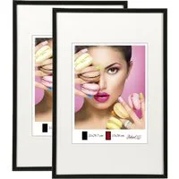 IDEAL TREND Bilderrahmen 2er 3er 5er Pack Photo Style Set Bilderrahmen Wanddeko Collage Poster, für 2 Bilder (2 St), Hochwertiger Kunststoffrahmen halbrunde Leiste Echtglas MDF-Rückwand