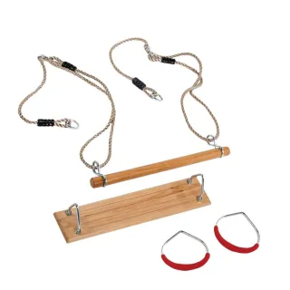 Wickey Spielplatz Turngeräte Set - Schaukelsitz 40x11x2cm Trapez 48cm - Garten Schaukel Ringe wetterfest für Spielturm Klettergerüst - Wickey
