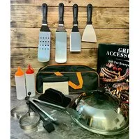 Grillpeter Grillbesteck-Set Grillbesteck Set 14 tlg. Profi Grill Zubehör Set Edelstahl