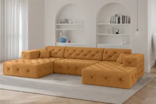 Wohnlandschaft Sofa U-Form CHANTAL in Stoff Moly Orange