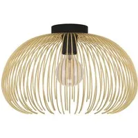 EGLO Deckenleuchte VENEZUELA Deckenlampe, Esszimmerlampe, Metall, schwarz, gold, E27, ohne Leuchtmittel, Leuchtmittel wechselbar, Wohnzimmerlampe, Küche, Flur, Drahtschirm, 1flammig, 110x93,5x23,5xcm