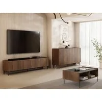 MIRJAN24 Wohnzimmer-Set Tewos I, (3er-Set, Kommode, TV-Lowboard, Couchtisch), Schwarze Metallfüße