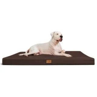 Tierlando OSCAR VISCO - Orthopädische Hundematte Matratze aus Kunstleder braun 1,2 m, 11 cm, 90 cm