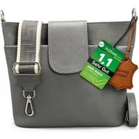 Adel Bags Schultertasche SARA Umhängetasche für Damen, Schultertasche aus Echtleder (Test SEHR GUT, Note 1.1), 20 Farboptionen, Hergestellt in Italien, mit 2 Riemen