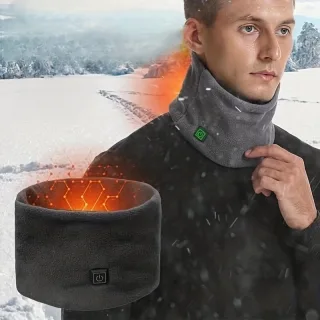 TENGOO 5V USB-Powered Heated Neck Gaiter, 3 Heat Settings Fleece Neck Warmer with Zippered Power Bank Pocket for Men and