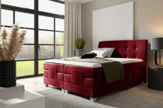 Boxspringbett Elektrisch Bett FRANCO 140x200cm in Stoff Fresh Rot