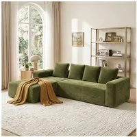 ANYSUN Ecksofa Couch L-Form, mit Liegeflache 4-Sitzer Ecksofa, Cord-Schlafsofa, 261×173 ×58 cm Modernes, modulares Sofa Links / Rechts Chaiselongue Sofa, Chaiselongue für Wohnzimmer und Schlafzimmer, montagefrei