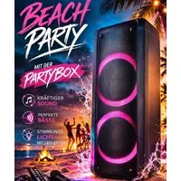 Reflexion PS09BT mit rotierenden Lichteffekten Party-Lautsprecher Stereo (Bluetooth, 500 W, Bluetooth, Radio, Karaoke, Disco-Licht Effekte, Micro-SD Slot)