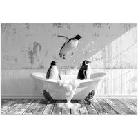 MuchoWow Poster Pinguine - Vintage - Tiere - Schwarz - Weiß, (1 St), Poster ohne Rahmen, Wandbild, Wandposter, 30x20 cm