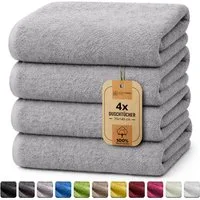 NatureMark Duschtuch 4er-Sparpack Frottier Duschtücher 70x140cm, 100% Baumwolle (4-St), Duschhandtuch 70x140cm Silber grau