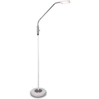 Reality Leuchten LED Stehlampe Leselampe Metall Weiß & Chrom, Ø 23cm, Dimmfunktion, LED fest integriert, Warmweiß, kleine Schwanenhalslampe dimmbar Weiß & Chrom