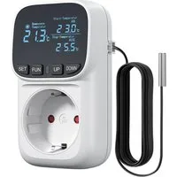 DEWENWILS Steckdosen-Thermostat Temperaturregler, Deutsches Display, Temperaturschalter mit Fühler, Thermostat, Thermostat Steckdose