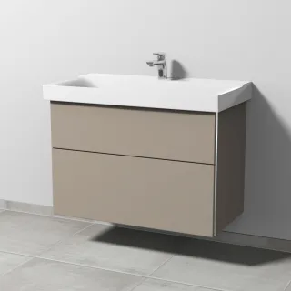 Sanipa 3way Waschtischunterbau zu Geberit Xeno2 Waschtisch mit 2 Auszügen, Sandgrau-Matt BS66167