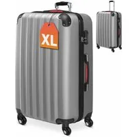 monzana Hartschalen-Trolley, 4 Rollen, Rollkoffer Schloss Reisekoffer Hartschalenkoffer Trolley XL Silber
