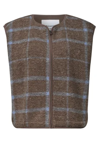 Street One - Teddy-Weste mit Zipper und Print silk brown - Gr. - 36