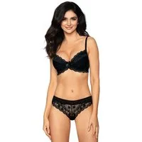 Róza Lingerie Push-up-BH Push-Up BH Gerta schwarz + Spitze Bügel Blumenmuster (einzeln, 1-tlg)