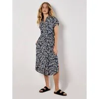 Apricot Druckkleid Midikleid (2-tlg., mit Stoffgürtel) mit Blattprint