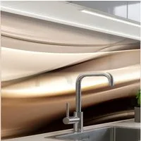 KitchenYeah Küchenrückwand Muster selbstklebend (keine Folie) Wellen - Abstrakt - Warmes Beige, (1-tlg), Spritzschutz, Küche, Rückwand, Küchenwand, Küchenfront, 30x20 cm