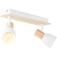 Brilliant Deckenstrahler Daintree, ohne Leuchtmittel, 37 cm Breite, E14, schwenkbar, Metall/Holz, weiß/natur