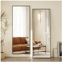 Hopibath Wandspiegel ganzkörper 150x50 160x40 140x40 (Bogenspiegel Ganzkörperspiegel Schwarz, 1-St., Eckig), für Garderobe Flur Friseurladen Schlafzimmer Wohnzimmer