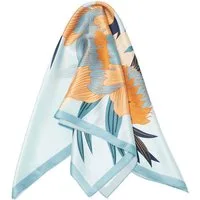 MayTree Seidentuch Premium quadratisch 64x64, wilde Blüte blau, Nickituch, Bandana-Schal, (Stück), 100% Seide