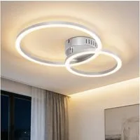 Nettlife LED Deckenleuchte Wohnzimmer 2 Ringe Schwarz/Weiß/Silber Modern 23W Deckenlampe 40.5CM, Nicht dimmbar, LED fest integriert, Warmweiß, für Wohnzimmer Schlafzimmer Flur Büro Balkon Küche