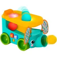 Bright Starts Lernspielzeug Pop & Roll Safari Bus Ball Play Toy, mit Licht und Sound