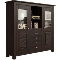 OTTO home Buffet Rauna Highboard, massive Kiefer, Türen mit Glaseinsätzen, B/H 146/134 cm