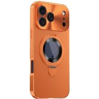 Wigento Handyhülle Für Apple iPhone 17 Pro Max Privacy Metall MagSafe Halter Hülle Orange, MagSafe-kompatibel, Privacy-Front, Haltering