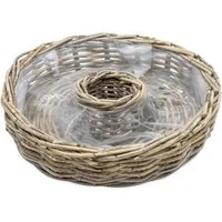 Spetebo Pflanzschale Rattan Blumenschale natur mit Folie - 40 cm (Anzahl, 1 St., Stück), zum direkten Bepflanzen geeignet