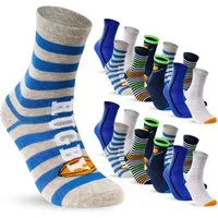 sockenkauf24 Socken 10 Paar Kinder Socken Jungen & Mädchen Baumwolle Kindersocken (27-30) - 54353