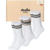 Studio Nolis Tennissocken Leo Streifen - Socken Damen Leo Print - Baumwolle (Set, 3er Set) mit Frottee