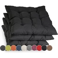 sunnypillow Stuhlkissen 4er Set Stuhlkissen mit Bändern Ontario, Schwarz
