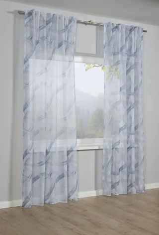 GARDINIA Gardine "Schal mit Gardinenband Dolly Voile mit Druck" verdeckte Schlaufen 1 Stk. tlg. Stoff Dolly-Voile mit Druck