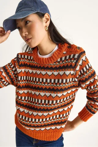 Ethnisch gemusterter Strickpullover