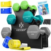 KESSER Hantel-Set, (12 kg Set 2 x (1+2+3)kg), Kurzhantel Gymnastikhanteln mit Ständer Aufbewahrung