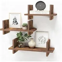BlingBin Deko-Wandregal Wandregal 3er Set Schweberegal aus Holz Schwebendes Regal, 3 Stück 3-tlg., DIY Wandmontage Hängeregale für Wohnzimmer Schlafzimmer Büro