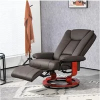 HOMCOM Relaxsessel Drehbar Fernsehsessel mit Liegefunktion, Fußstütze (Liegesessel, 1-St., TV-Sessel), für Wohnzimmer, Schlafzimmer, Braun