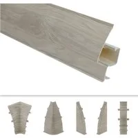 Lemal Sockelleiste, PVC Fußleisten 60x15mm mit Kabelkanal - (Verbinder) Laminatleiste Kabelführung Vinyl