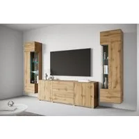 OTTO home Wohnwand KENIA, (Komplett-Set, 3-St), Vitrinen mit Eckverglasung, hängend und stehend montierbar