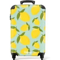 NoBoringSuitcases.com© Hartschalen-Trolley Pastellgrün mit Zitronen 55x35x20cm, 4 Rollen, Handgepäck Koffer & Trolleys, Luggage, Reisekoffer Frauen