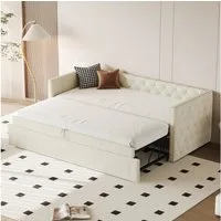 Flieks Daybett, Tagesbett Schlafsofa mit Unterbett 90x200cm/180x200cm Samt