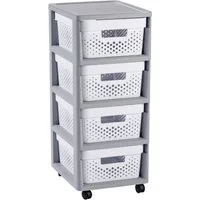 Curver Badregal, Aufbewahrungseinheit Schubladenwagen 4x11L Infinity